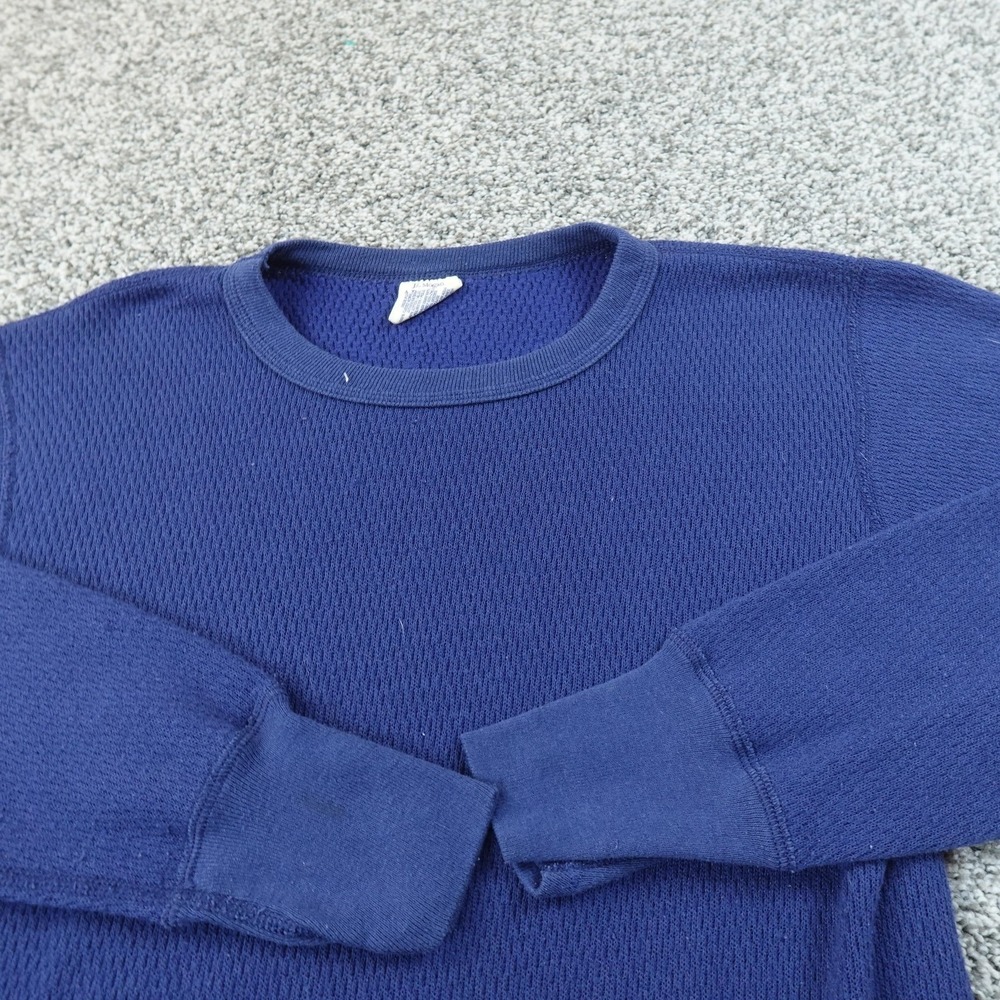 VTG JE Morgan Shirt Mens L Blue Waffle Knit Thermal Long Johns Underwear Top USA - Picture 3 of 9
